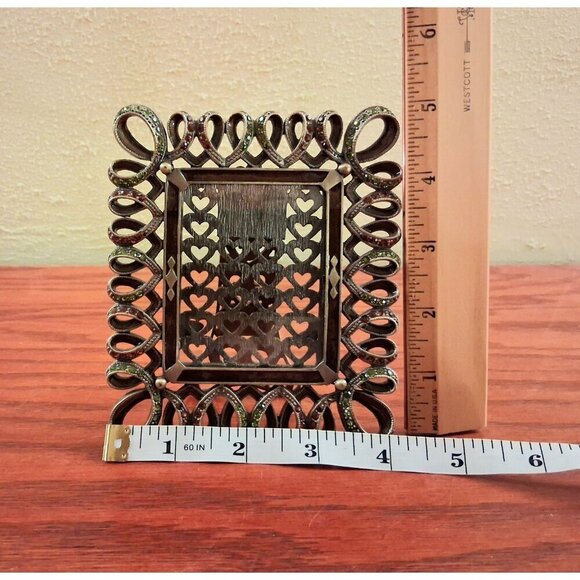 Frame Picture Photo Tizo Italy Jeweled Heart Swarovski Crystal Small Signed Vtg - Picture 5 of 6